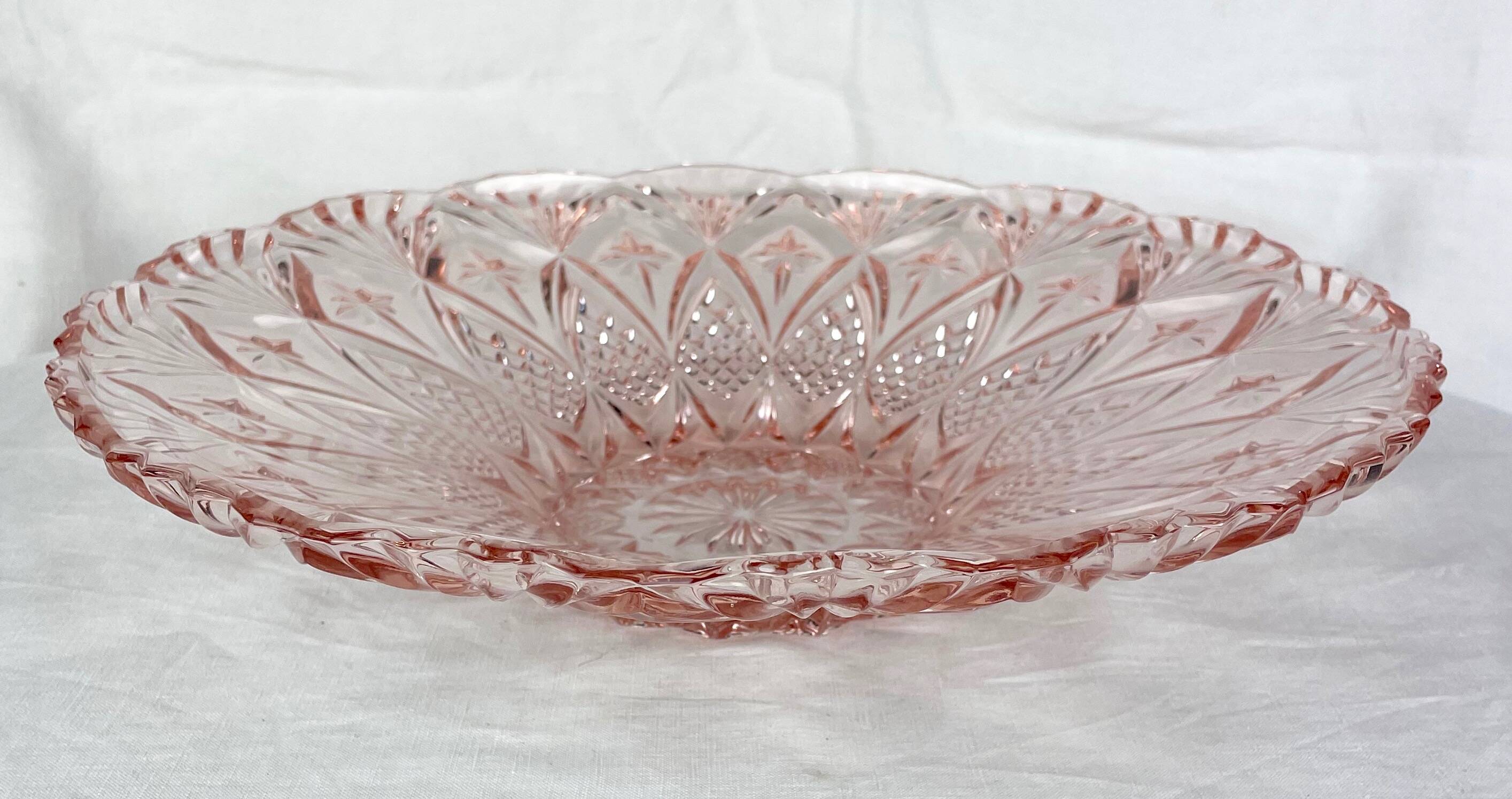 Pink glass compote dish from the 1940s