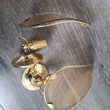 Set of 2 wall lights in gilded brass and opaline glass