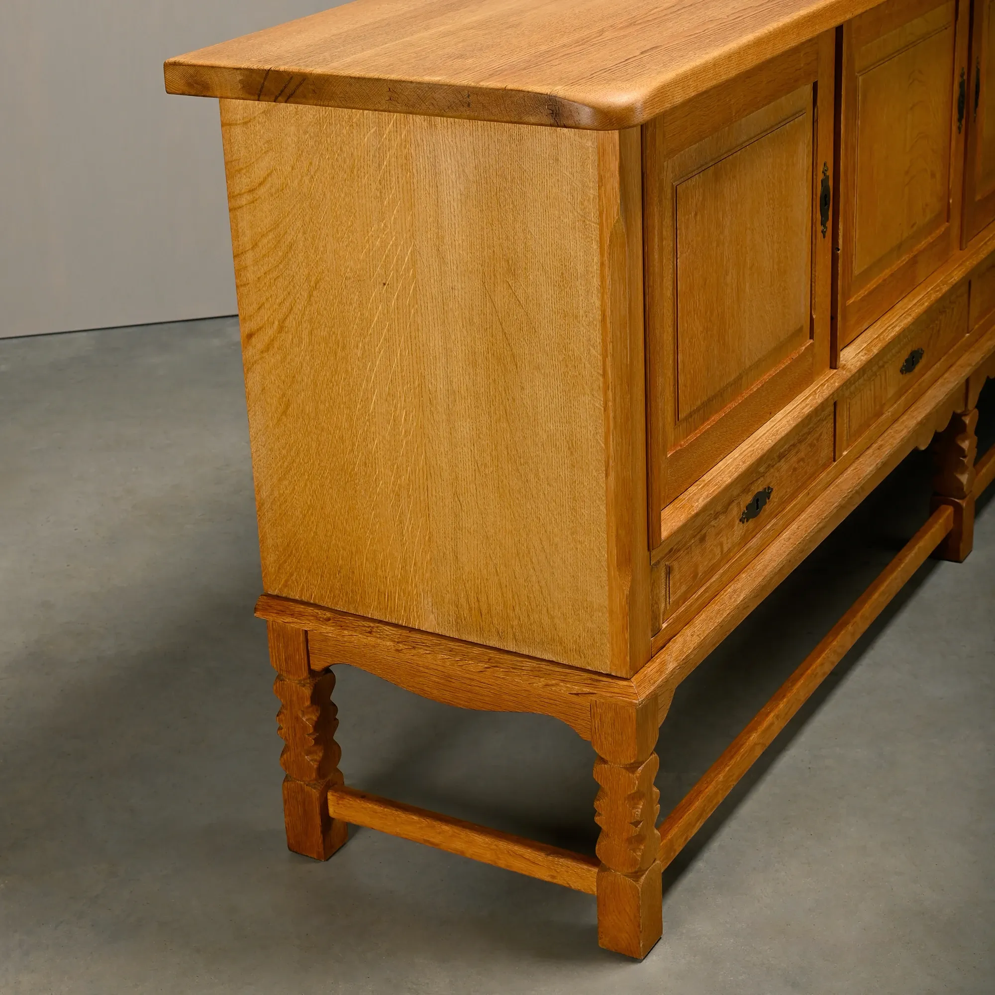 Henning Kjærnulf Mid-Century Brutalist large Sideboard in Oak, 1960s