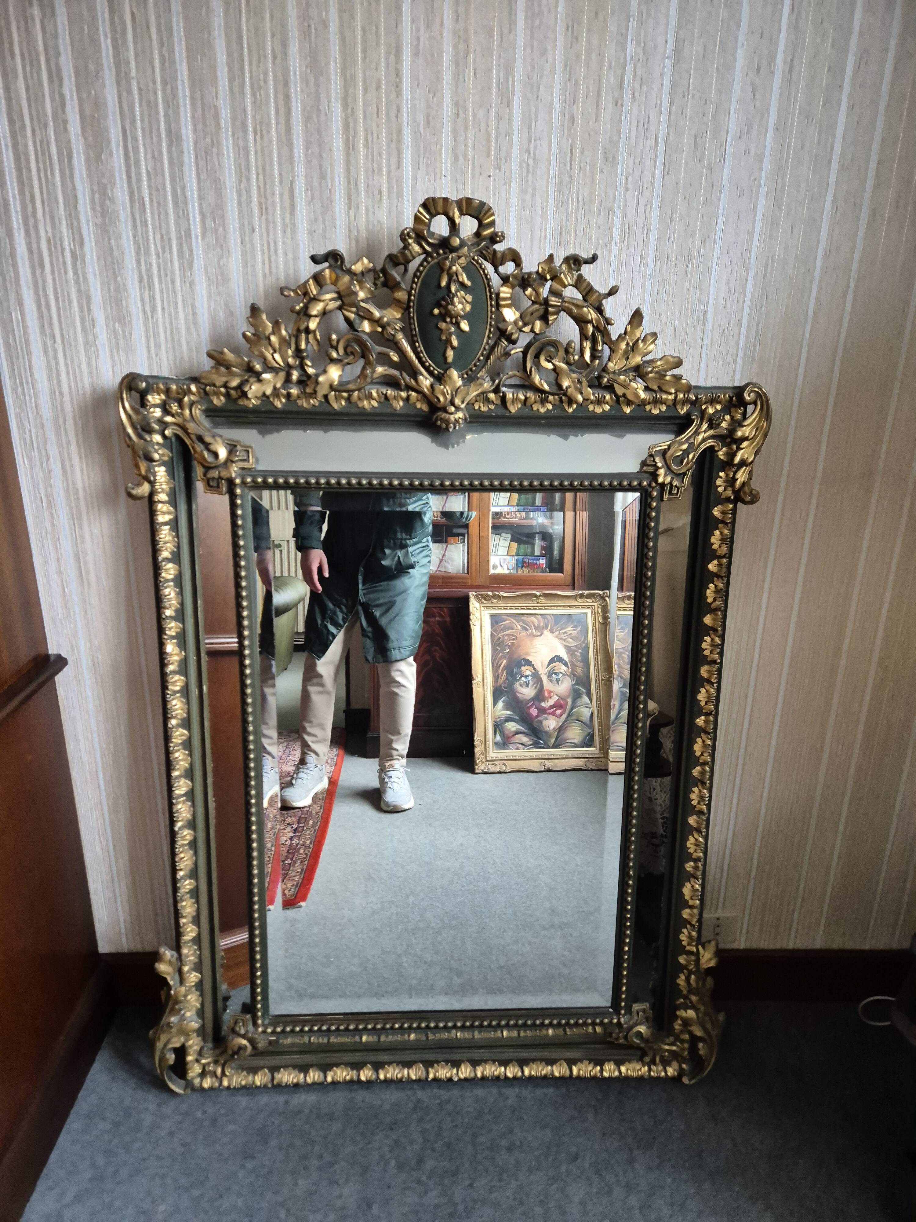 Trumeau mirror - marble, gilded, oak