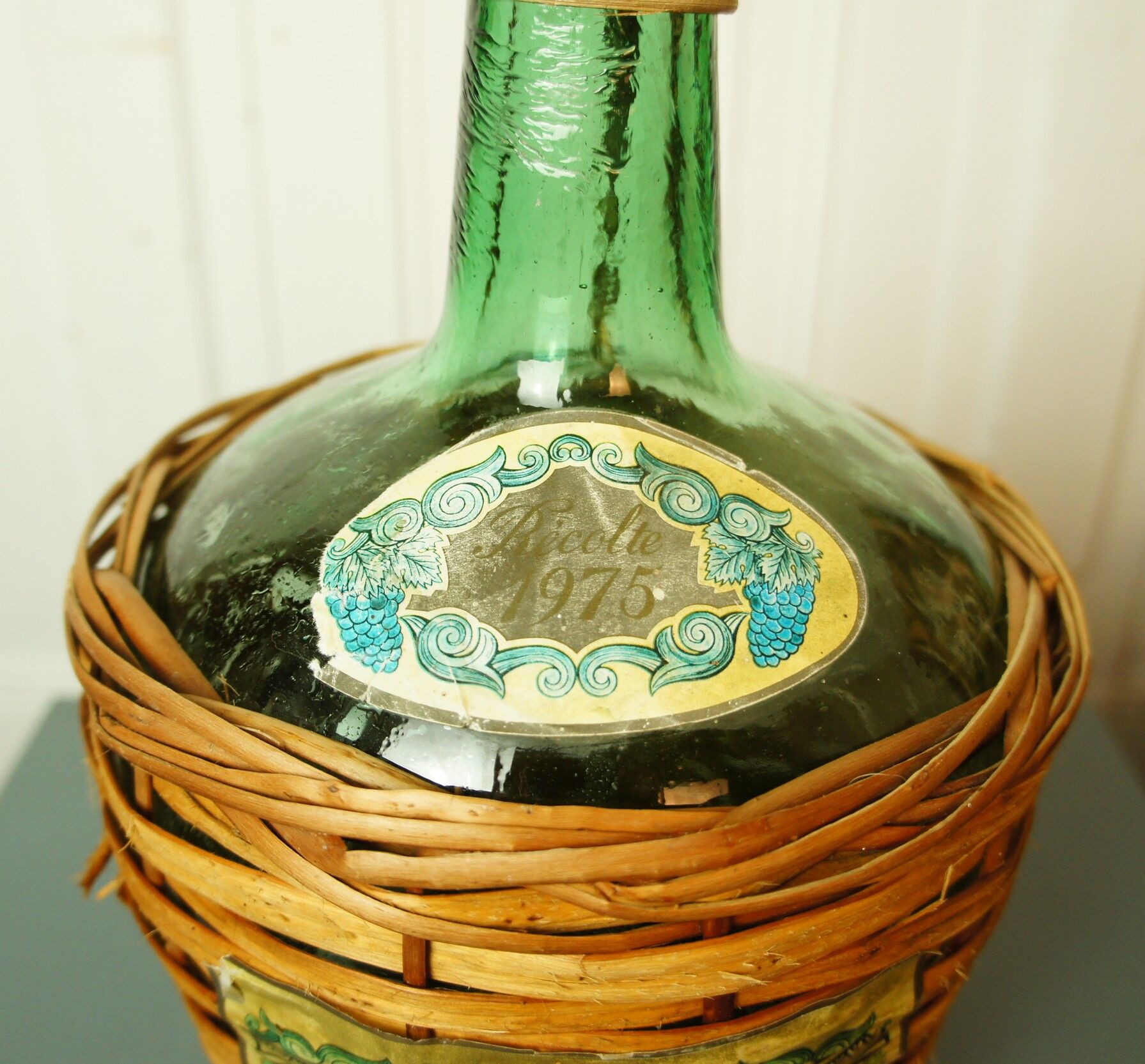 Demijohn faceted glass & rattan 1976