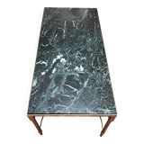 Coffee table in brass and veined green marble from the 1960s.