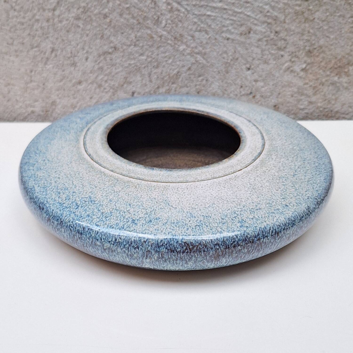 Flat ceramic vase by Nadia and Alain Pinel