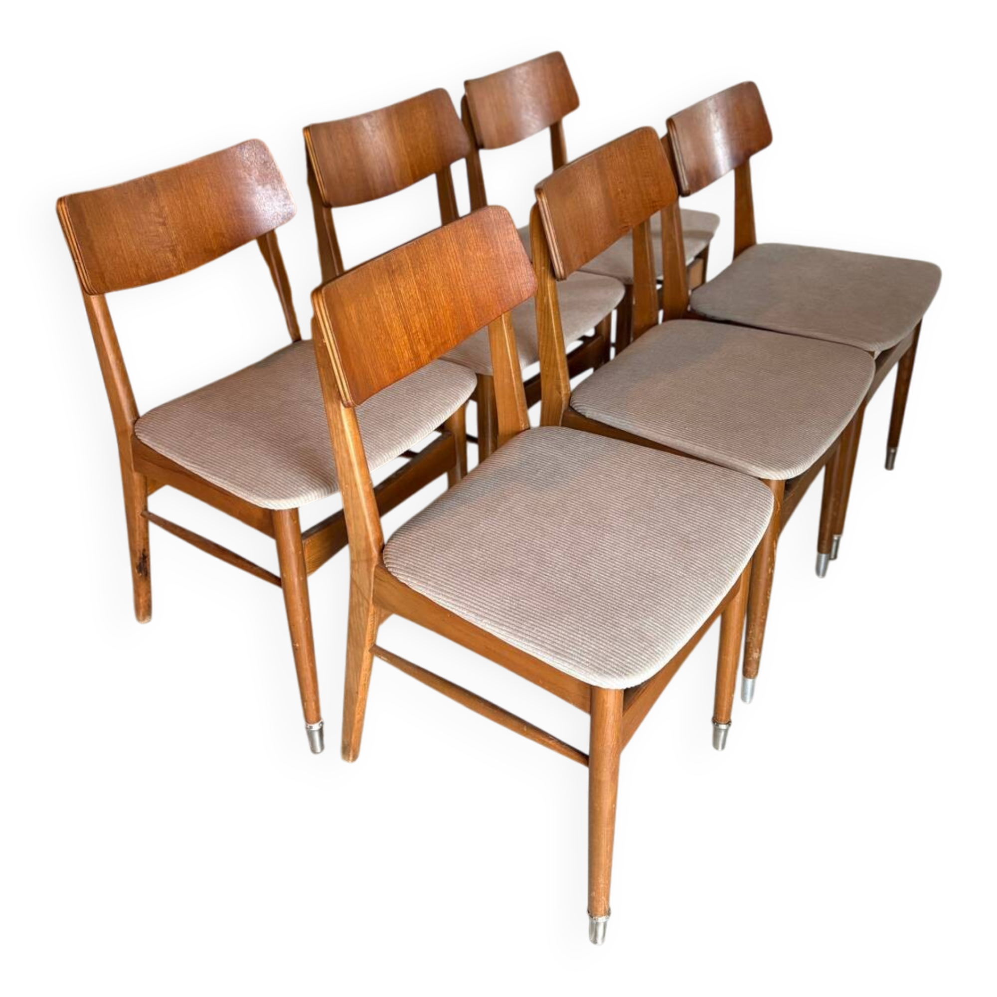 6 Scandinavian corduroy chairs