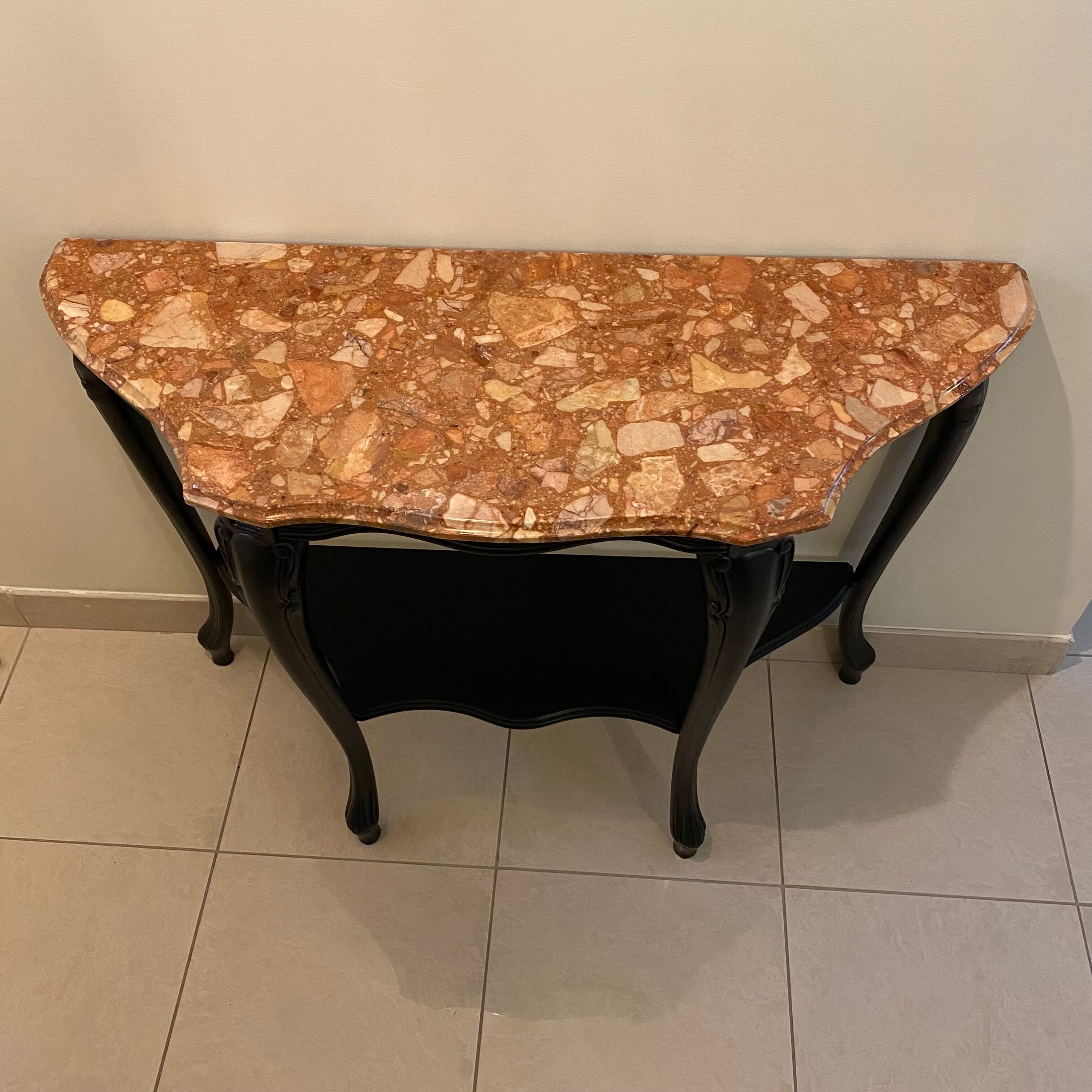 Baroque style console, marble top