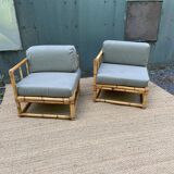 Paire de fauteuils en rotin vintage