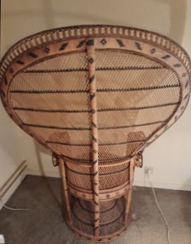 Fauteuil vintage Emmanuelle de Kok maison en osier et bambou 1970