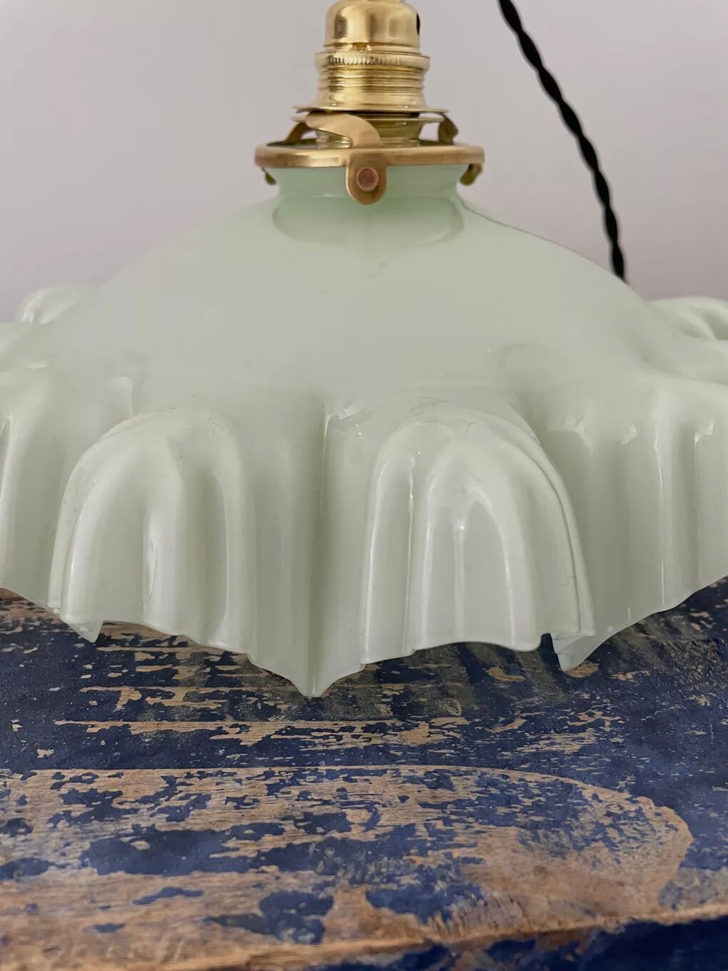 Vintage pendant lamp in electrified pastel opaline to nine