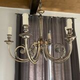 Neo-classical chandelier silver metal