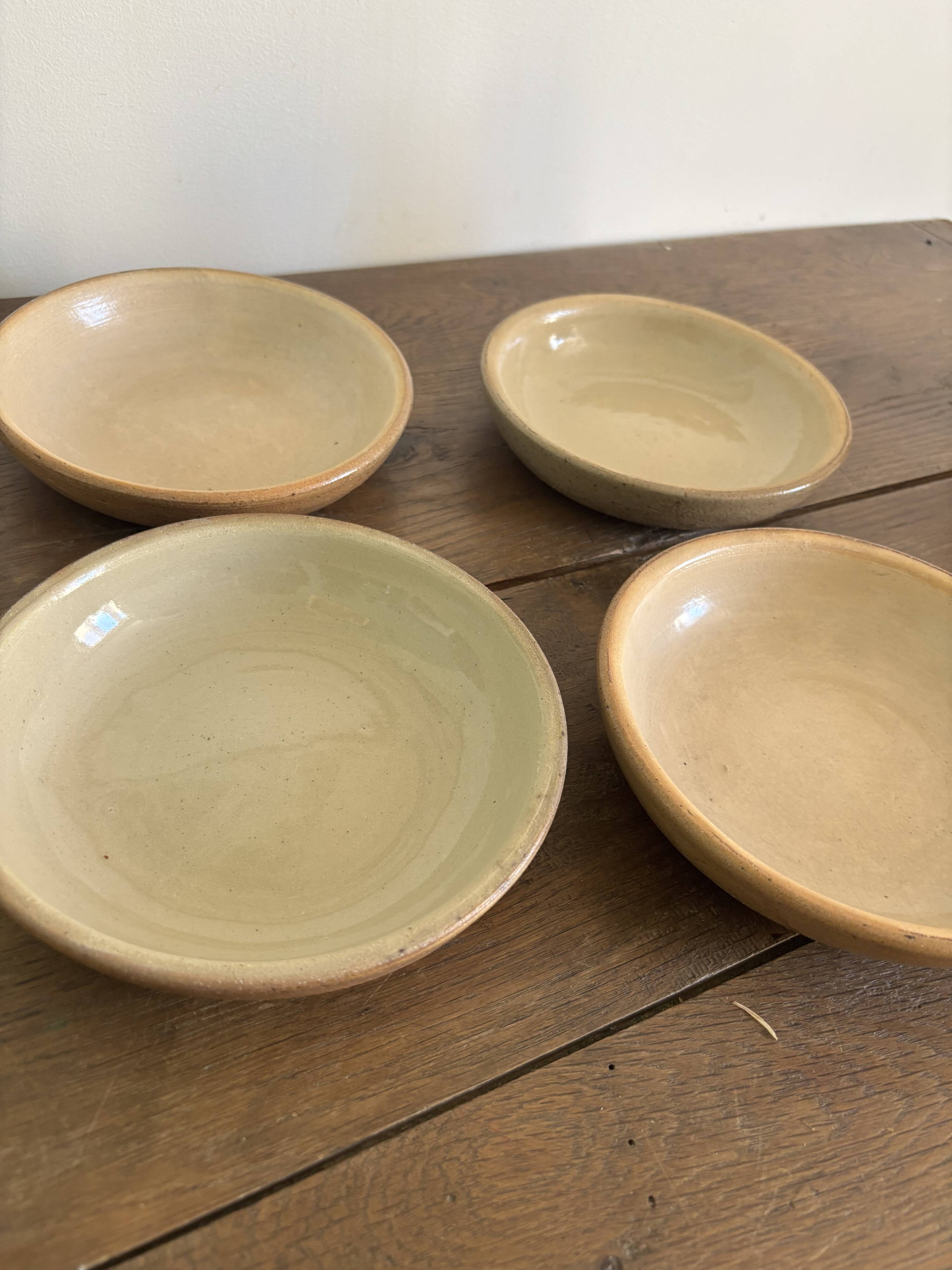 Vintage french stoneware ceramics set – mineral earth