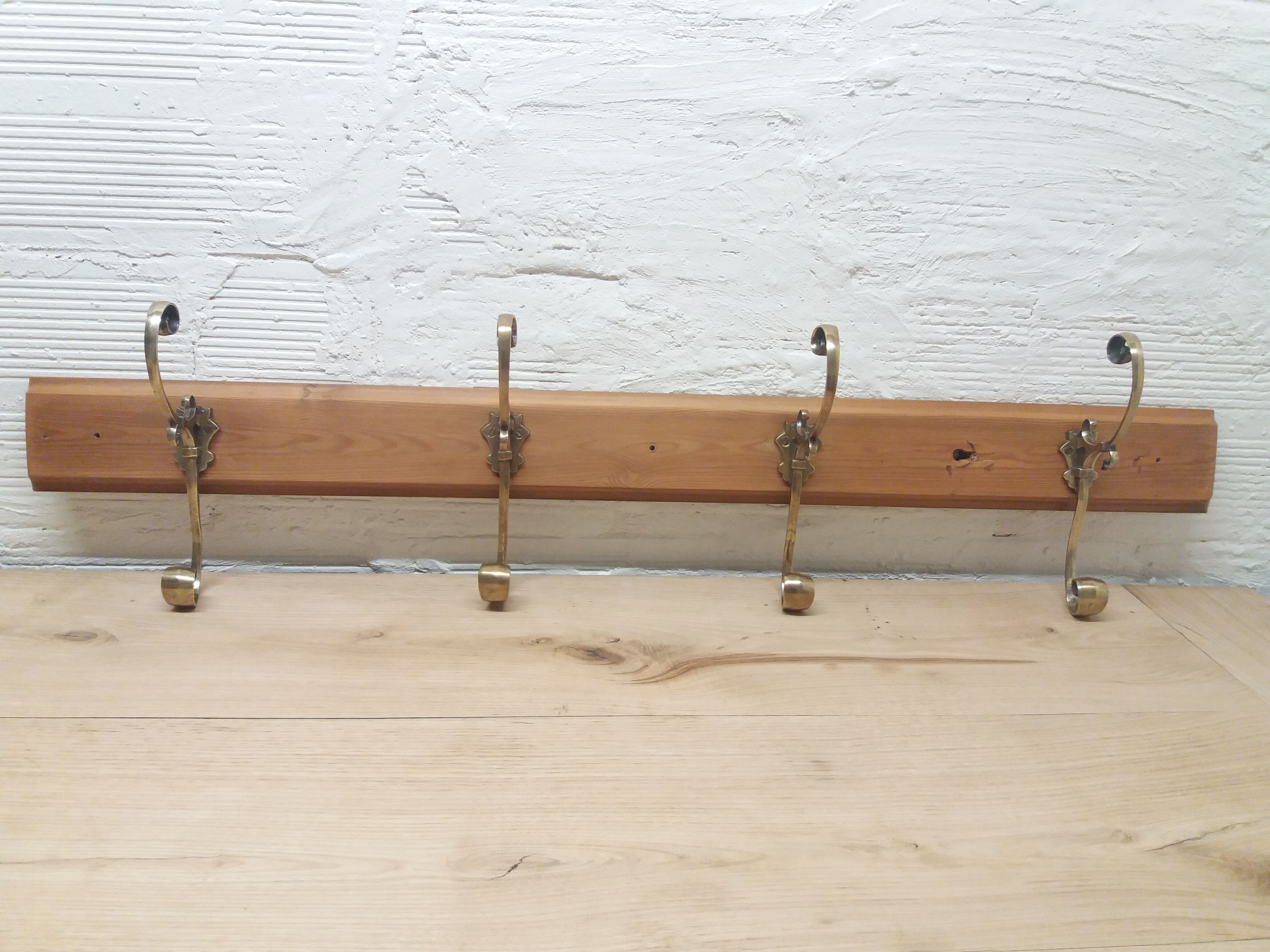Coat holder 4 brass patères 19th