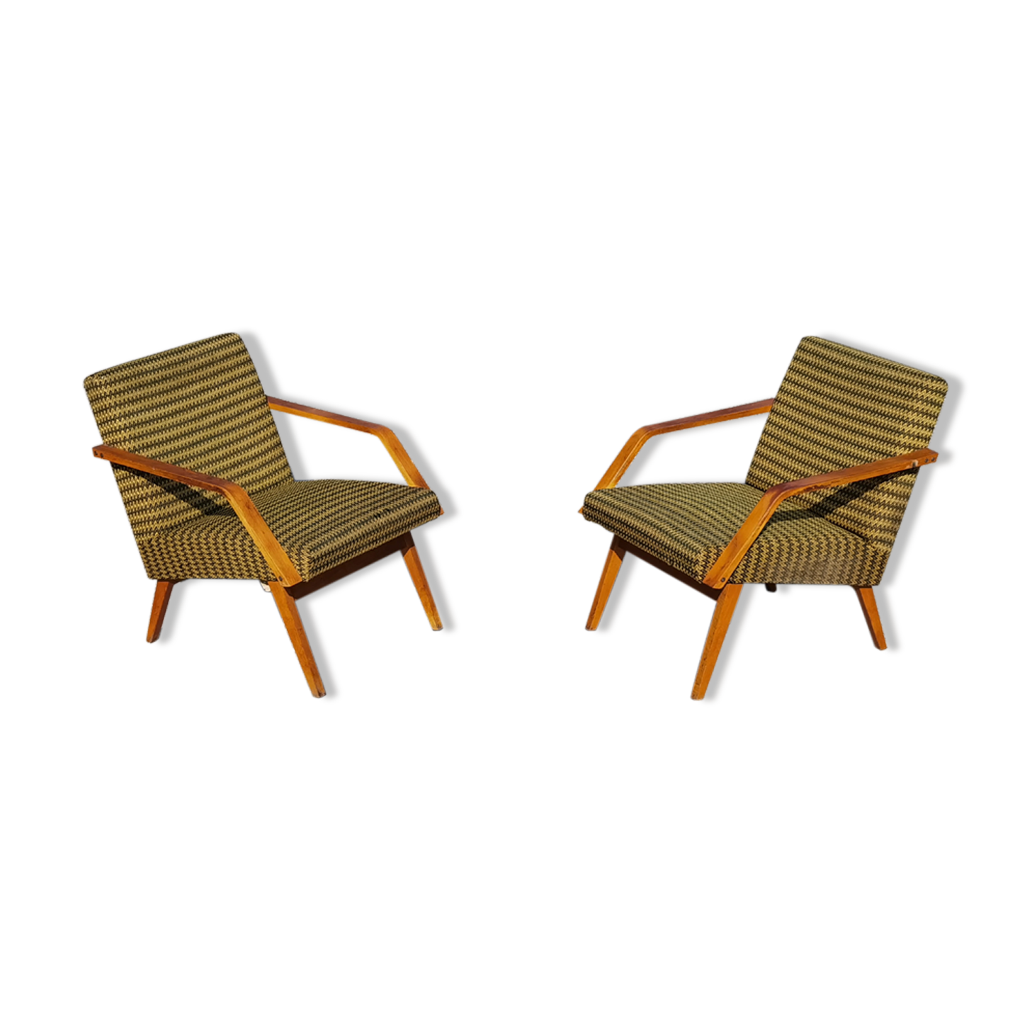 Pair of antique armchair Mier Topolcany green/yellow