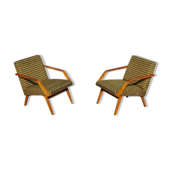 Paire de fauteuil ancien Mier Topolcany vert/jaune