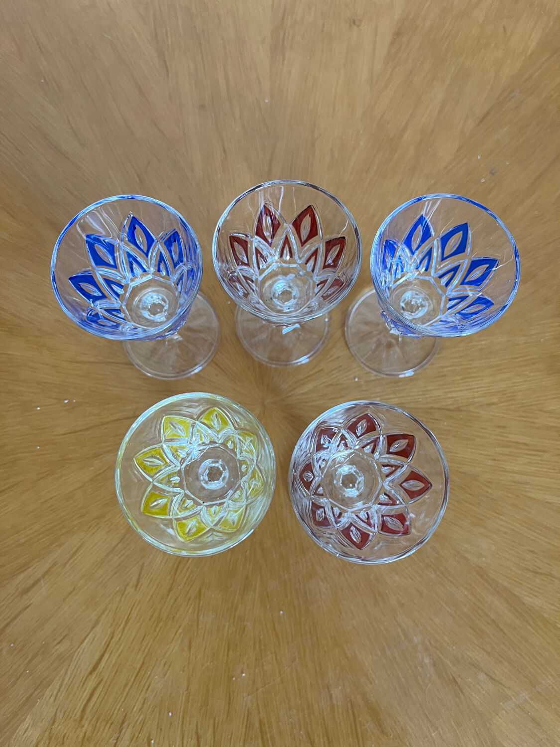 Set of 5 liquor glasses in crystal Reims 1950