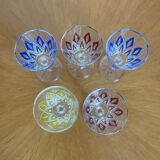 Set of 5 liquor glasses in crystal Reims 1950