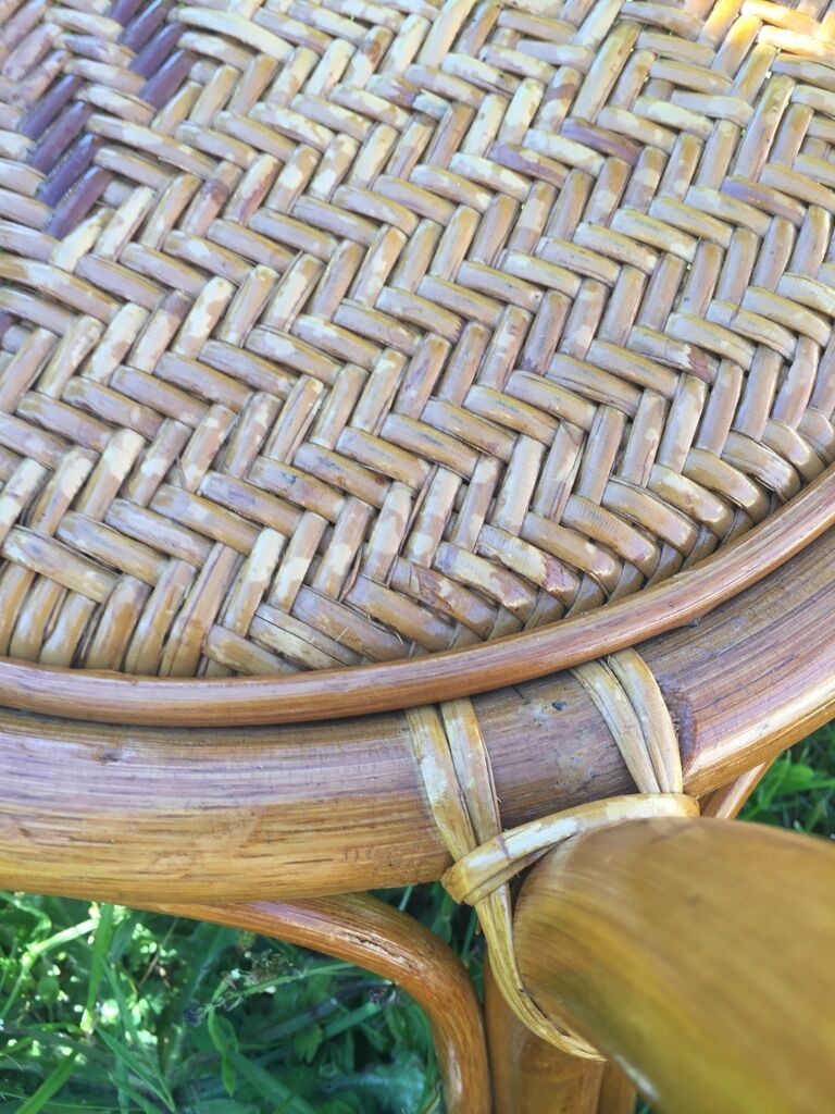 Vintage bamboo and rattan coffee table