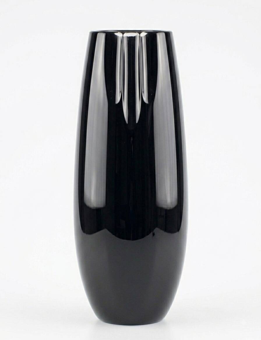 Black and clear cut crystal vase Bohemia Czechoslovakia 1970