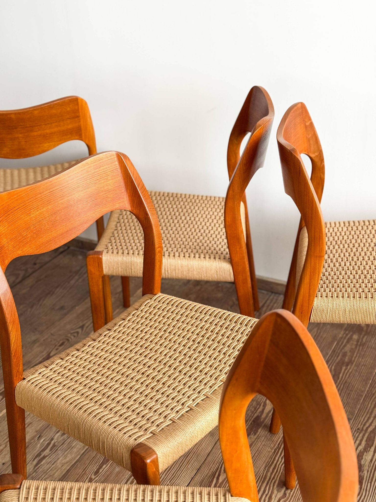 Set of 10 chairs 71 in teak by Niels O. Møller, JL Moller, Mid Century