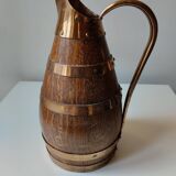 Copper oak cider pitcher signed Gerard Laffitte Meilleur Ouvrier de France 1933