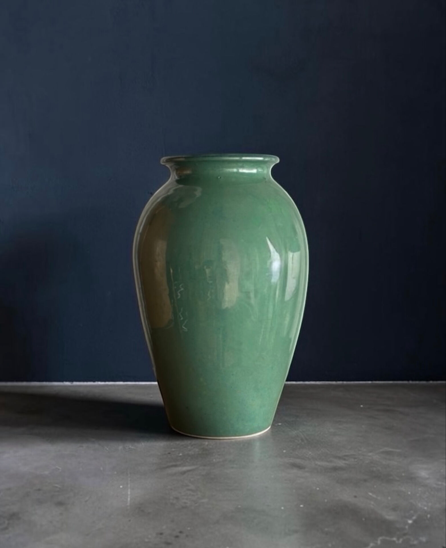 Jade green glazed ceramic vase, Vallauris 1950