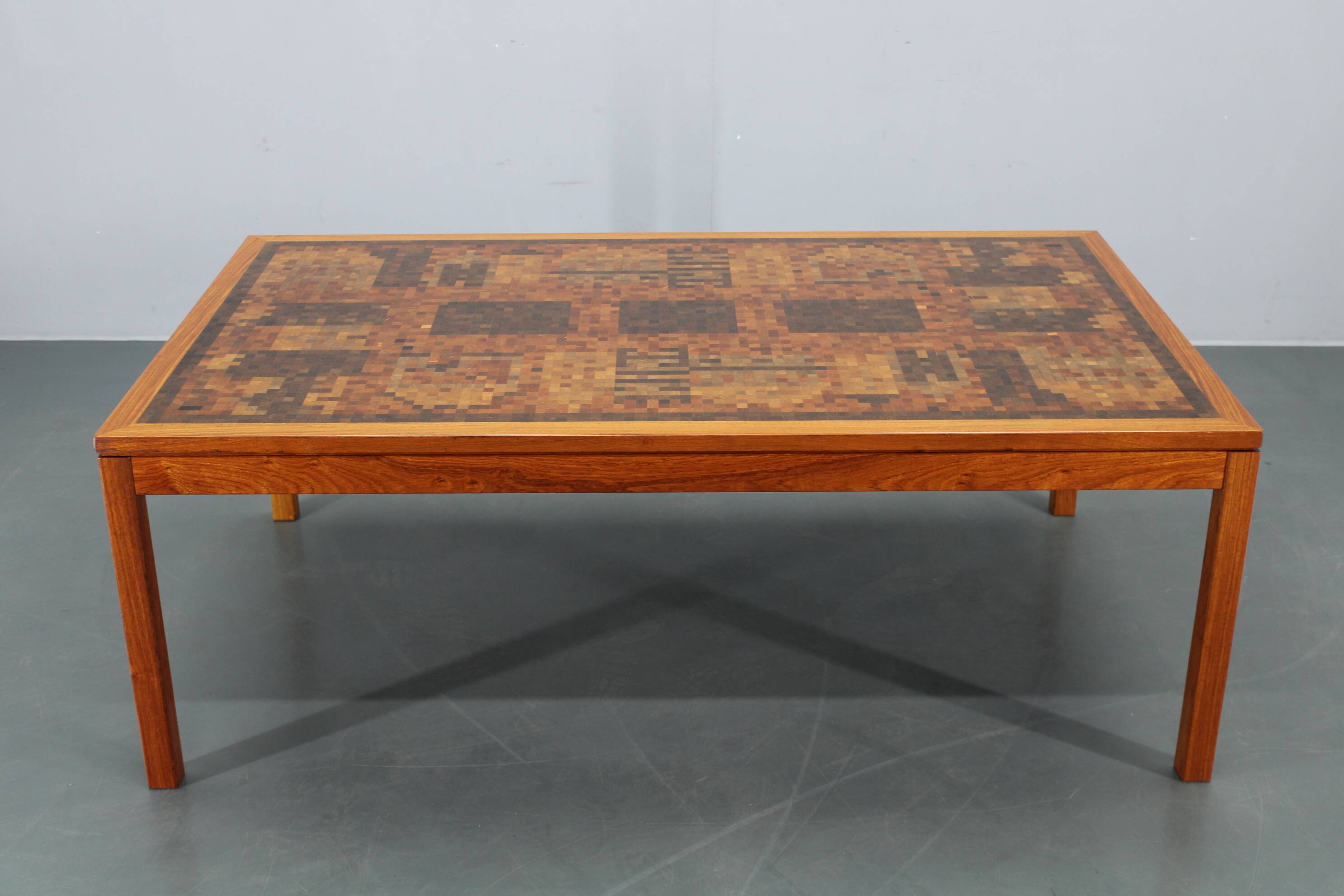 1980s Danish end-grain mosaic coffee table by Middelboe & Linduma for Tranekaer
