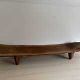 Large antique monoxyle bench in solid wood – 173 cm – sculptural piece