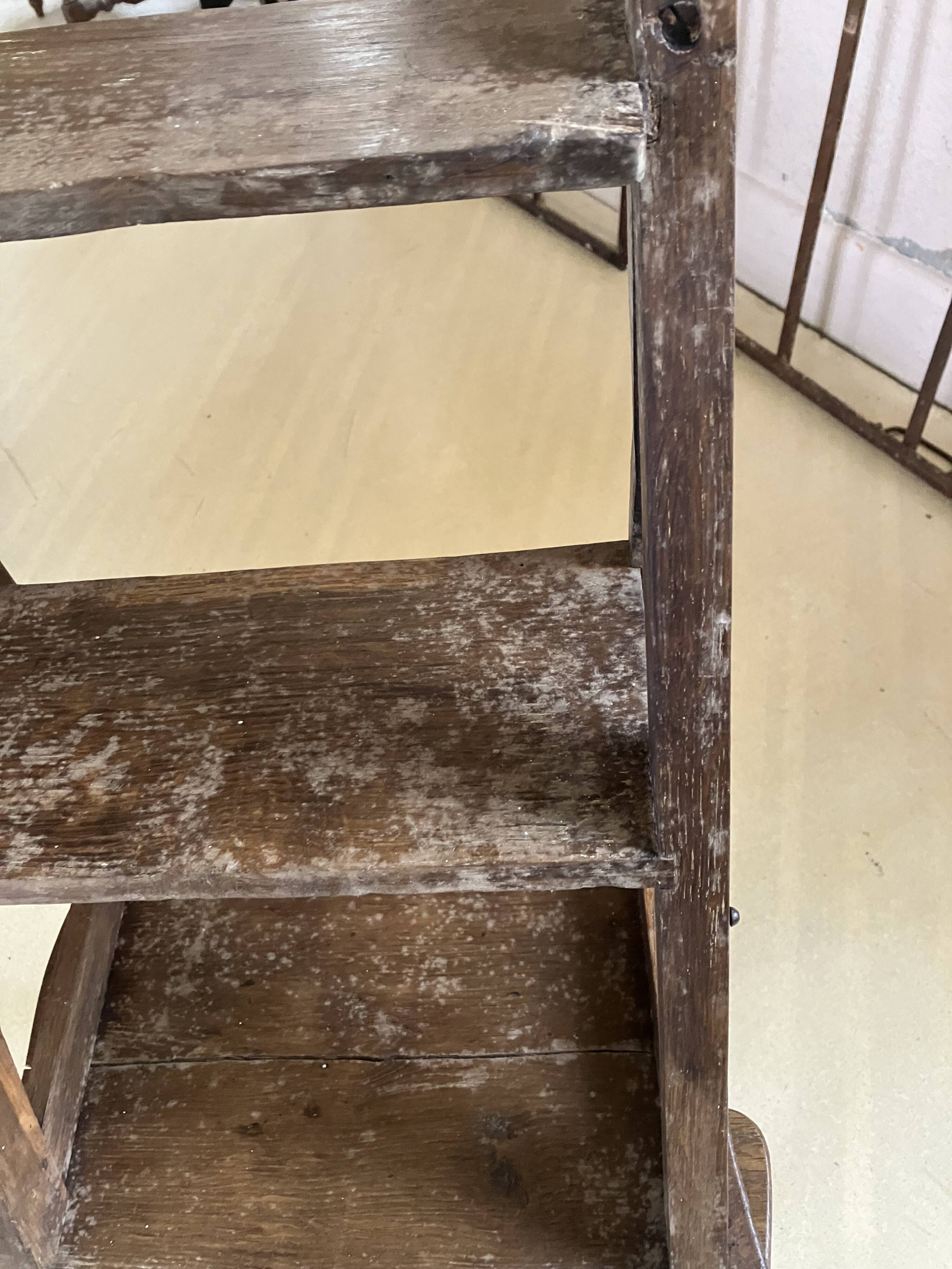 Old wooden library stepladder chair