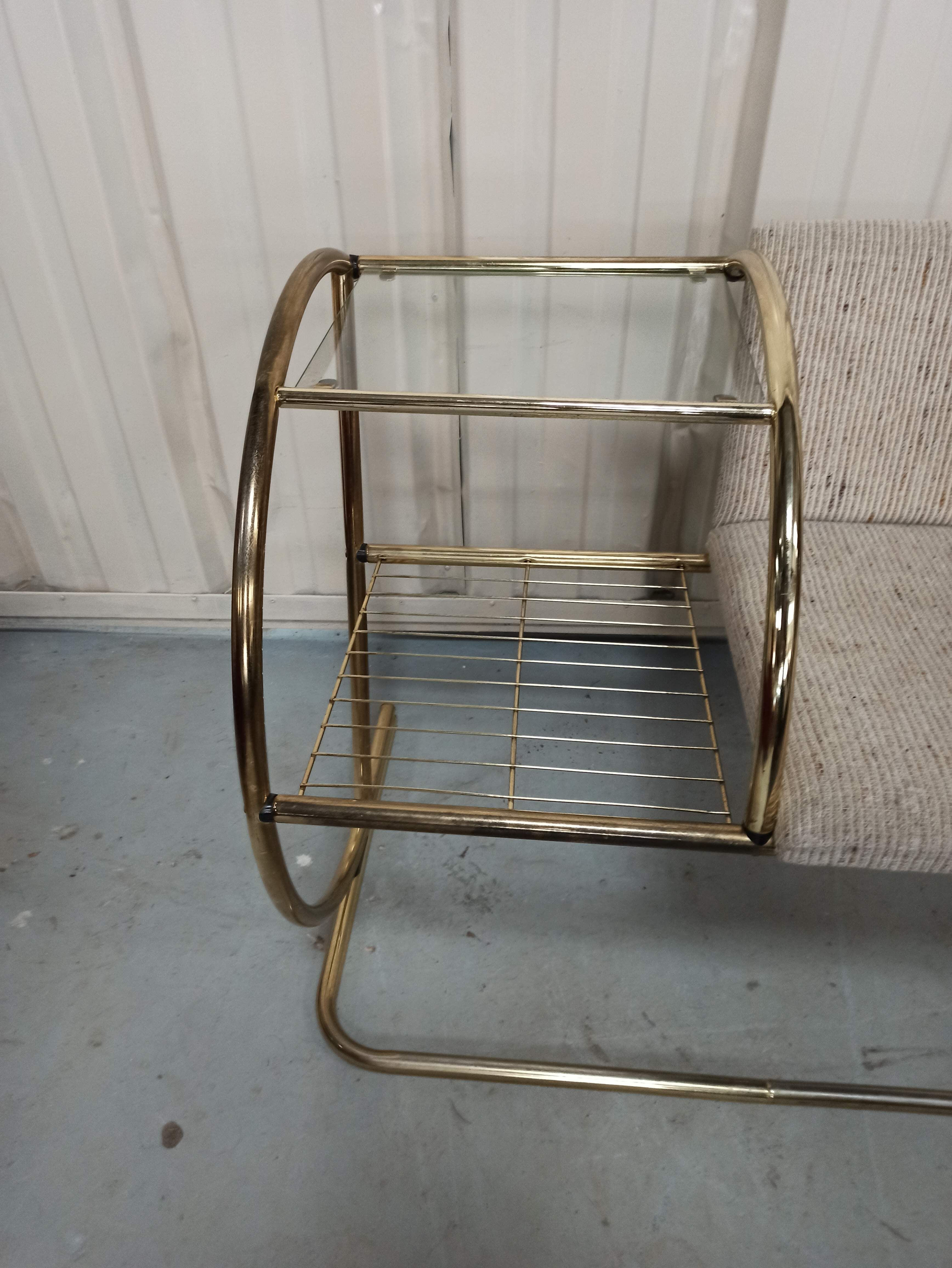 Bench armchair furniture chrome gold 70s