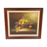 Huile sur toile par j philippe nature morte aux fruits xxeme cadre bois