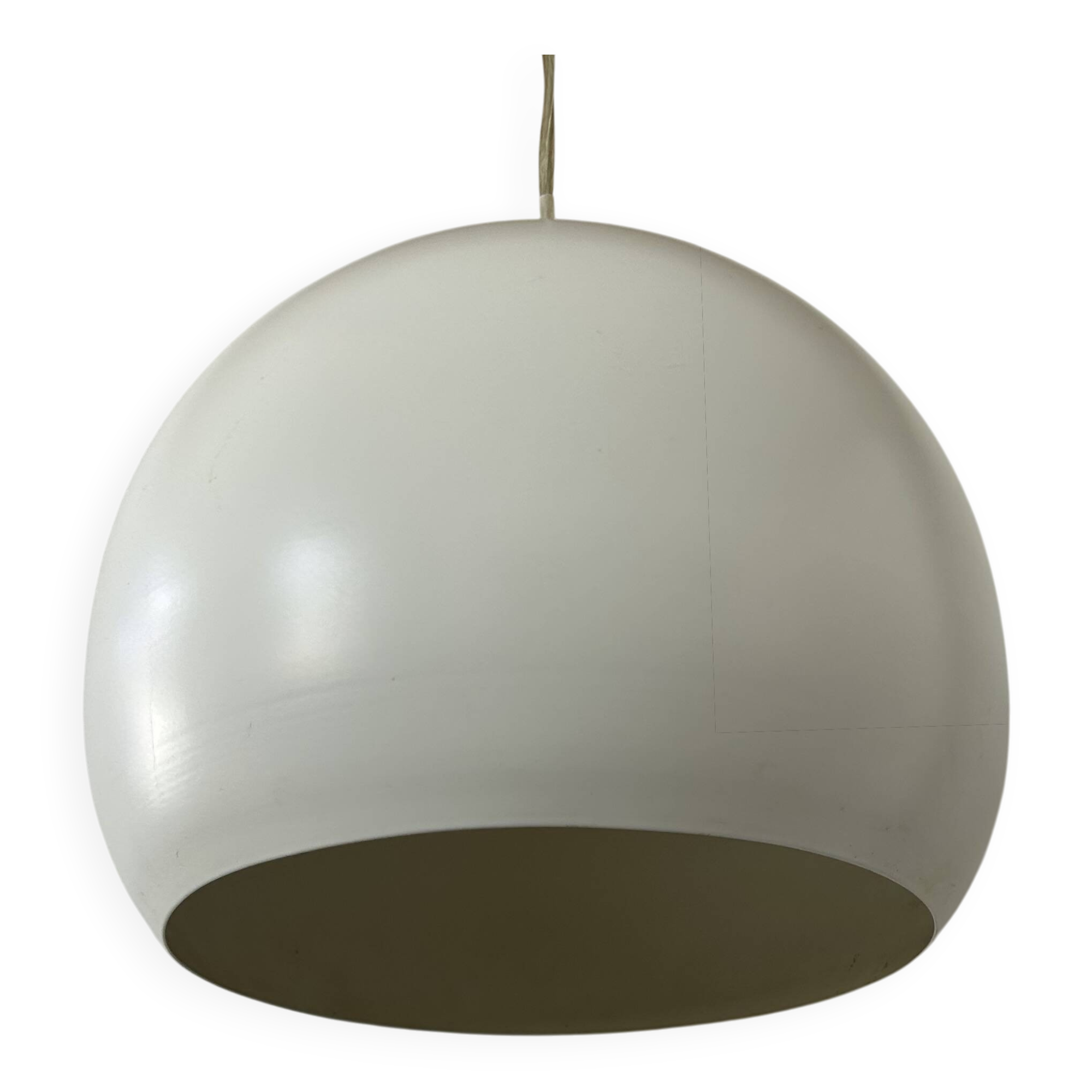 Vintage white metal pendant light, France 1980