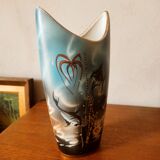 Vase à décor marin forme libre