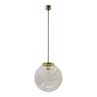 Design Midcentury Brass and bubble glass Pendant, 1980s