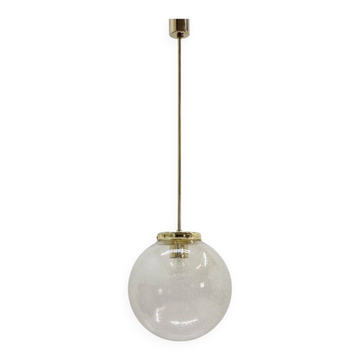 Design Midcentury Brass and bubble glass Pendant, 1980s