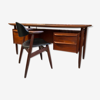 70s teak desk and armchair