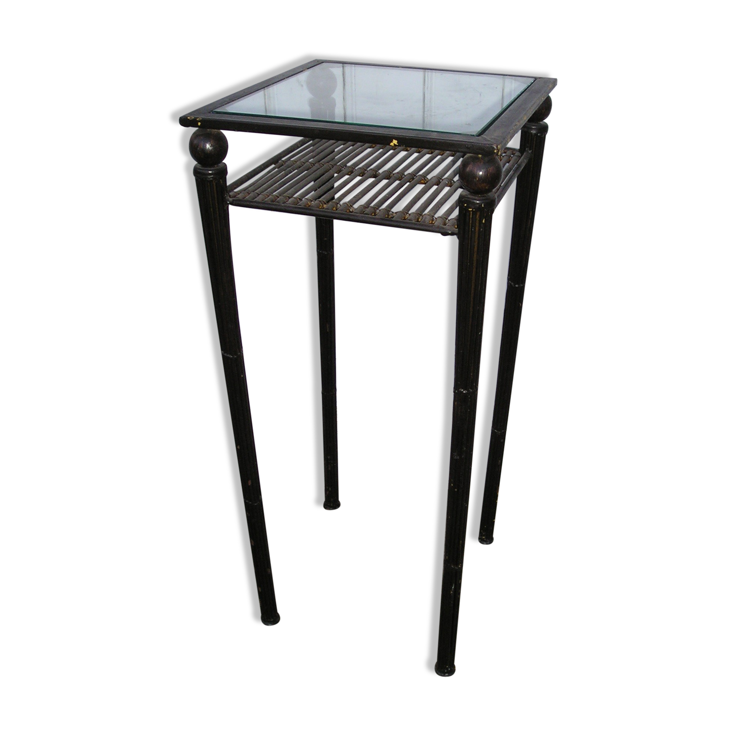 Metal and glass top side table