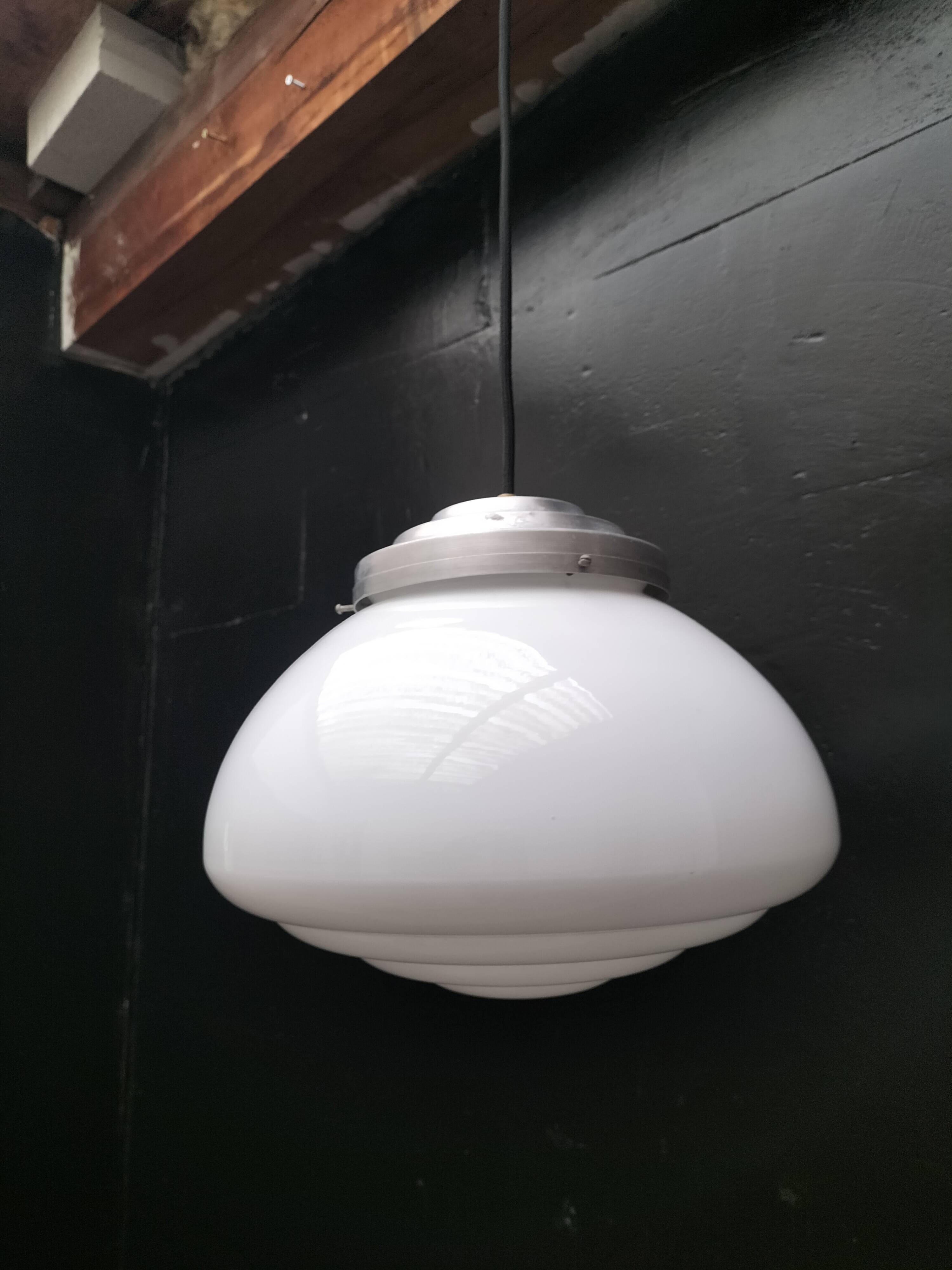 Opaline art deco pendant light