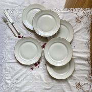 6 old Sologne Lamotte porcelain flat plates with gilding