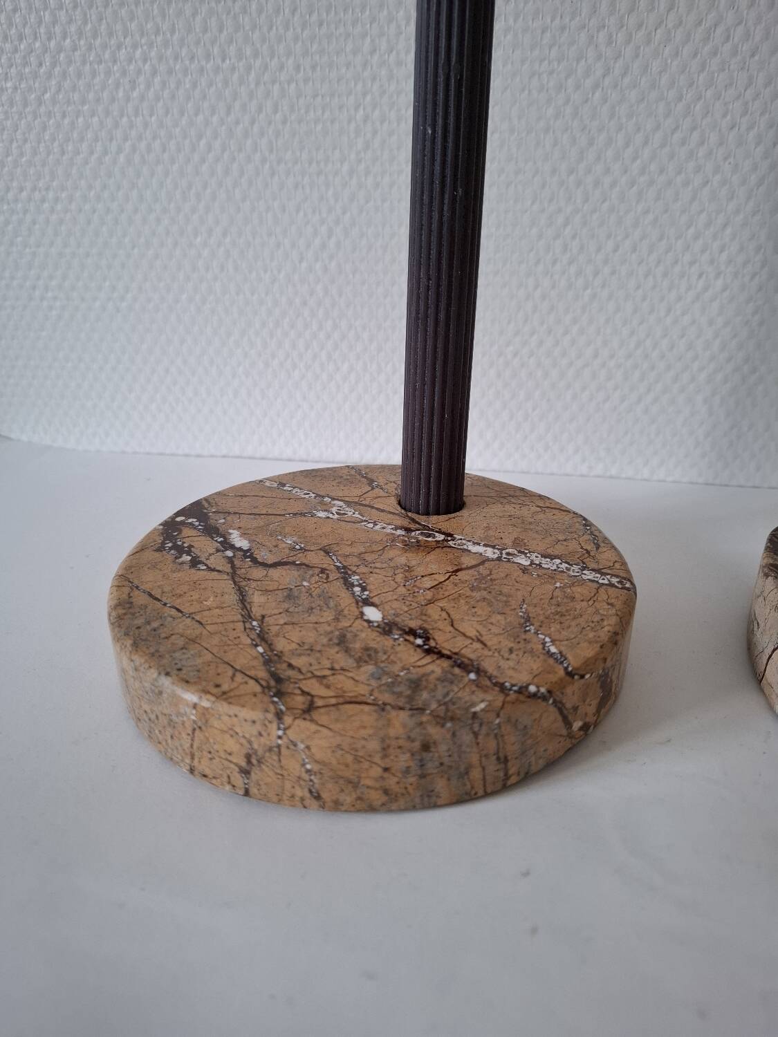 Pair of circular marble candlesticks from the 80s