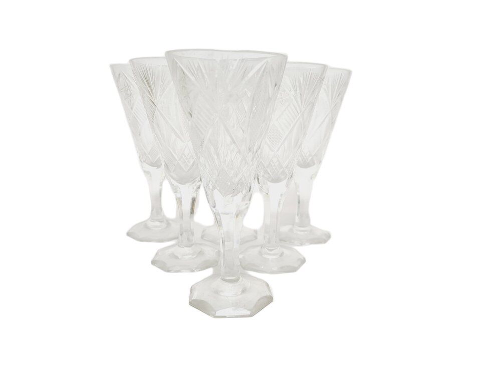 Art Deco Polish champagne glasses, 1900s, set of 6