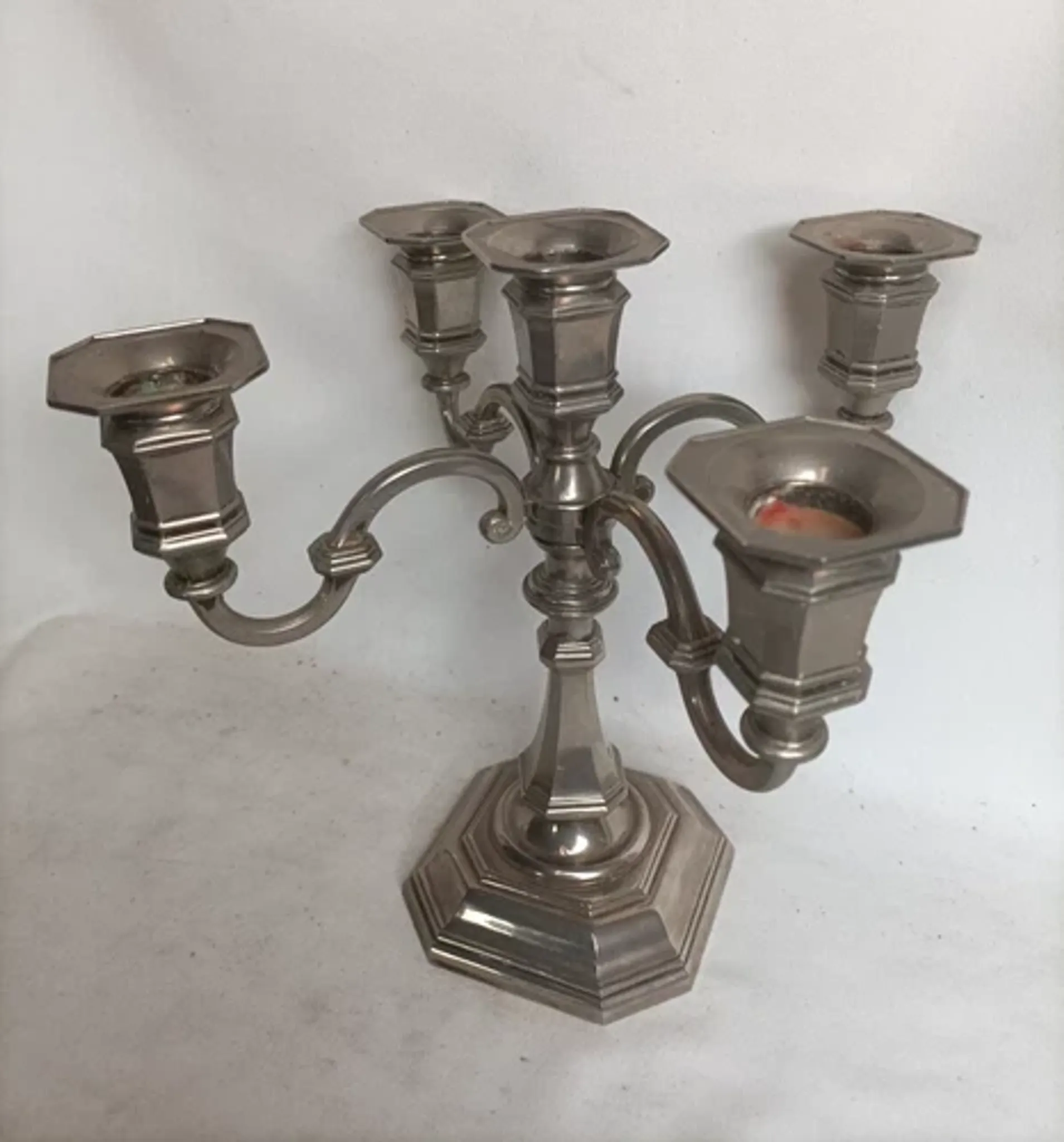 Silver-plated candle holder with 5 lights - late 20th century vintage
