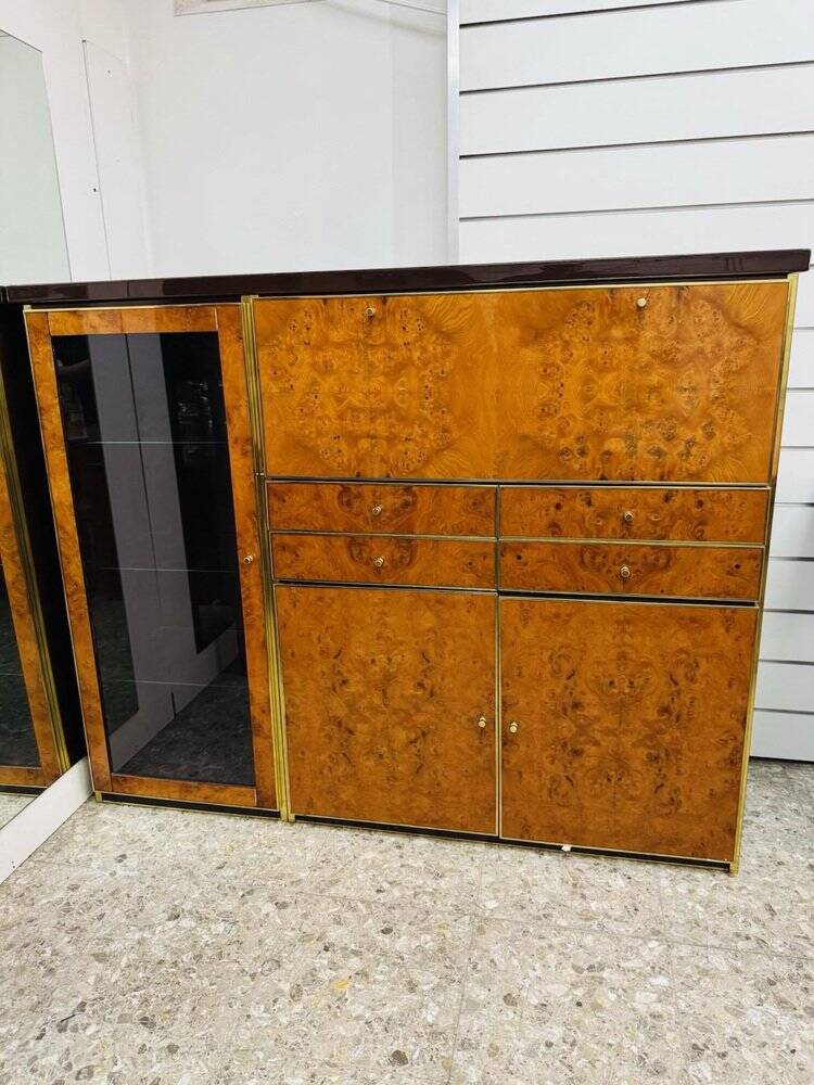 High Sideboard in Radica and Gilded Metal, 1970s