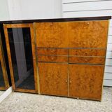 High Sideboard in Radica and Gilded Metal, 1970s