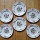 Kg luneville "réverbère" 6 flat plates earthenware hand-painted flowers ø25.5 cm