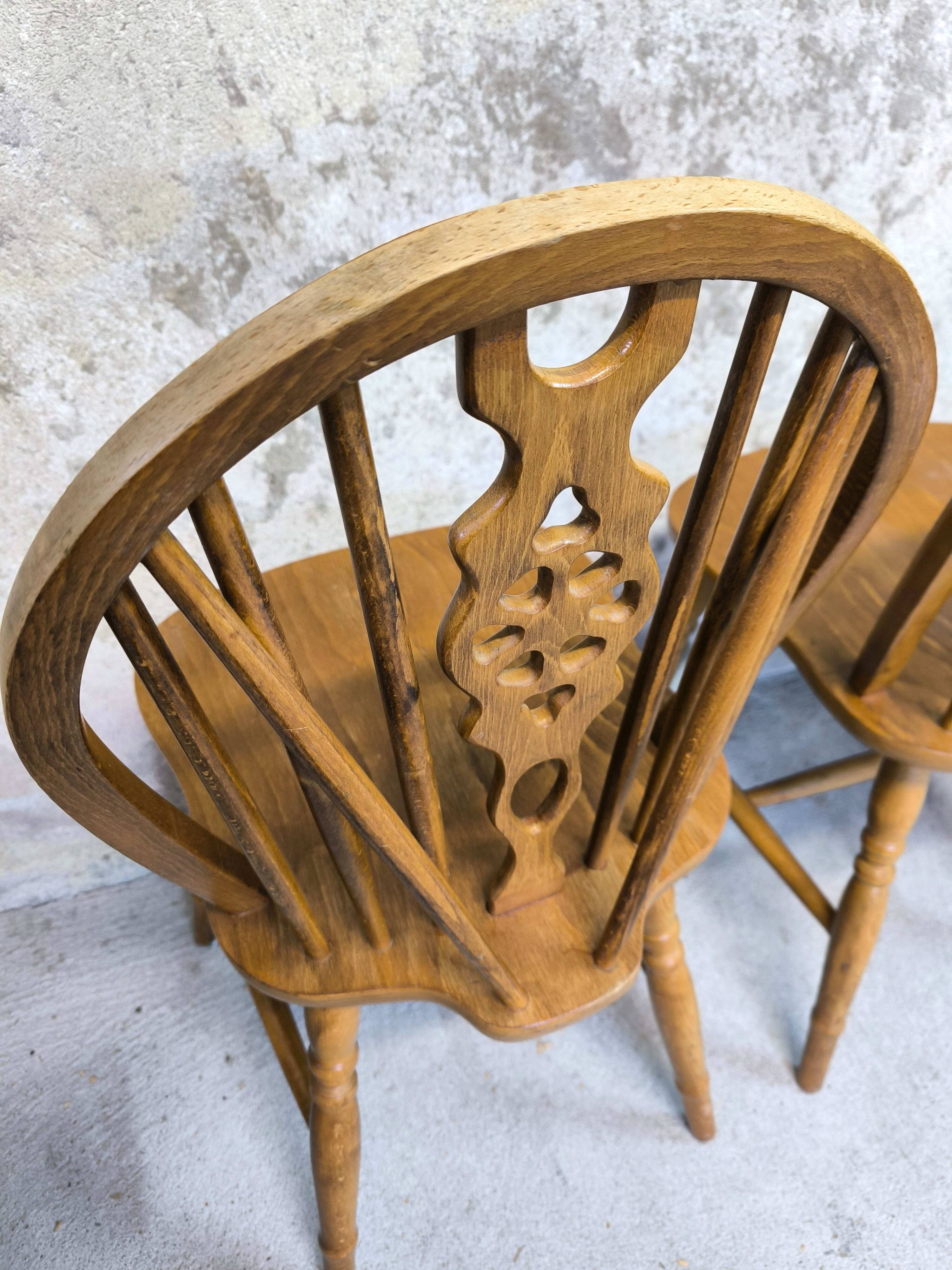 3 vintage Windsor wheelback chairs