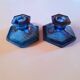 Davidson blue glass candlestick