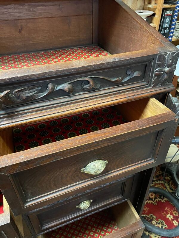 Pupitre meuble écritoire à tiroirs ancien