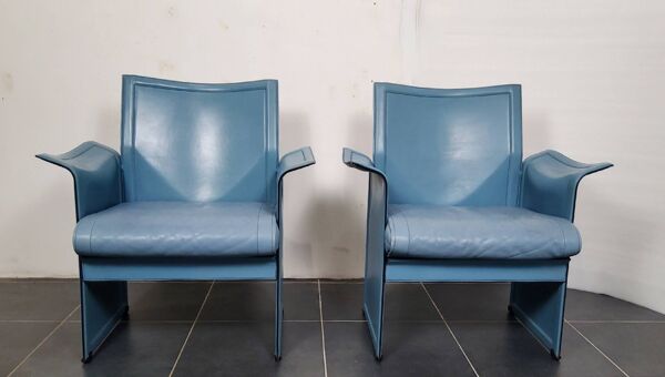 Fauteuils Korium en Cuir par Tito Agnoli pour Matteo Grassi, 1970s