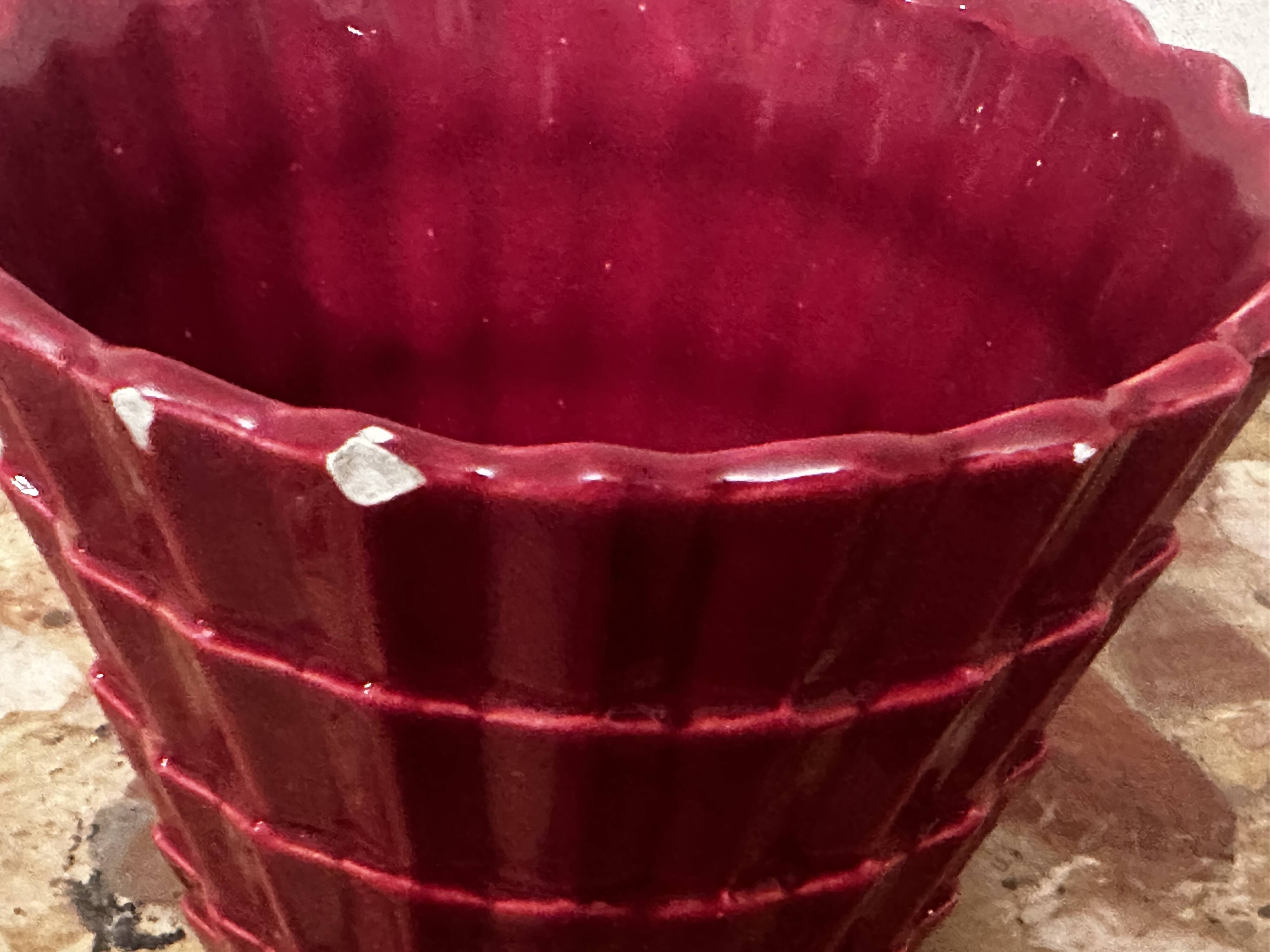 1950s Pleated Ceramic Cache Pot Bordeaux St-Clement H11/D14