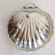 Stainless steel scallop butter dish, red glass shell