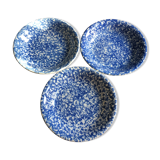 Lot of 3 hollow plates speckled blue Ceraminter
